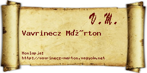 Vavrinecz Márton névjegykártya